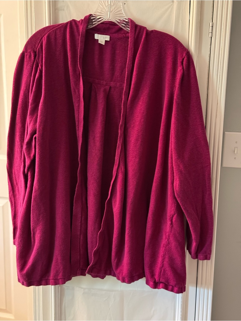 J. Jill Cranberry Open-Front Lightweight Linen/Rayon Blend Cardigan - Size 3X